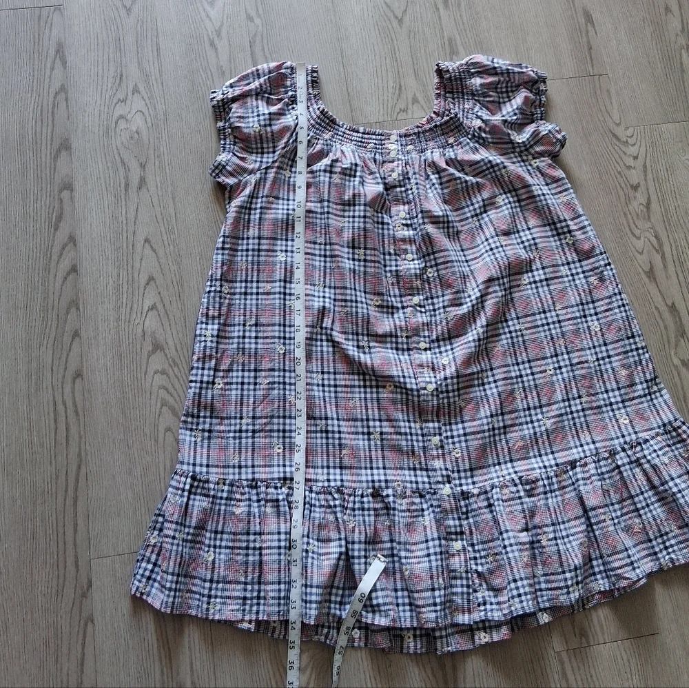 Anthropologie Plus Floral Embroidery Plaid Mini Dress - Picture 15 of 16